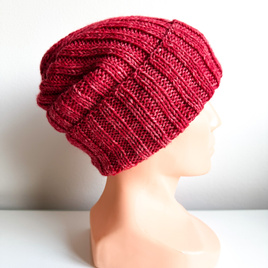 NELLI – czapka merino wywijana Handmade 39 Dżem Wiśniowy