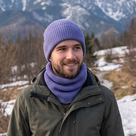 VARELLA – czapka baby merino 25 Lawenda wywijana jesienno-zimowa