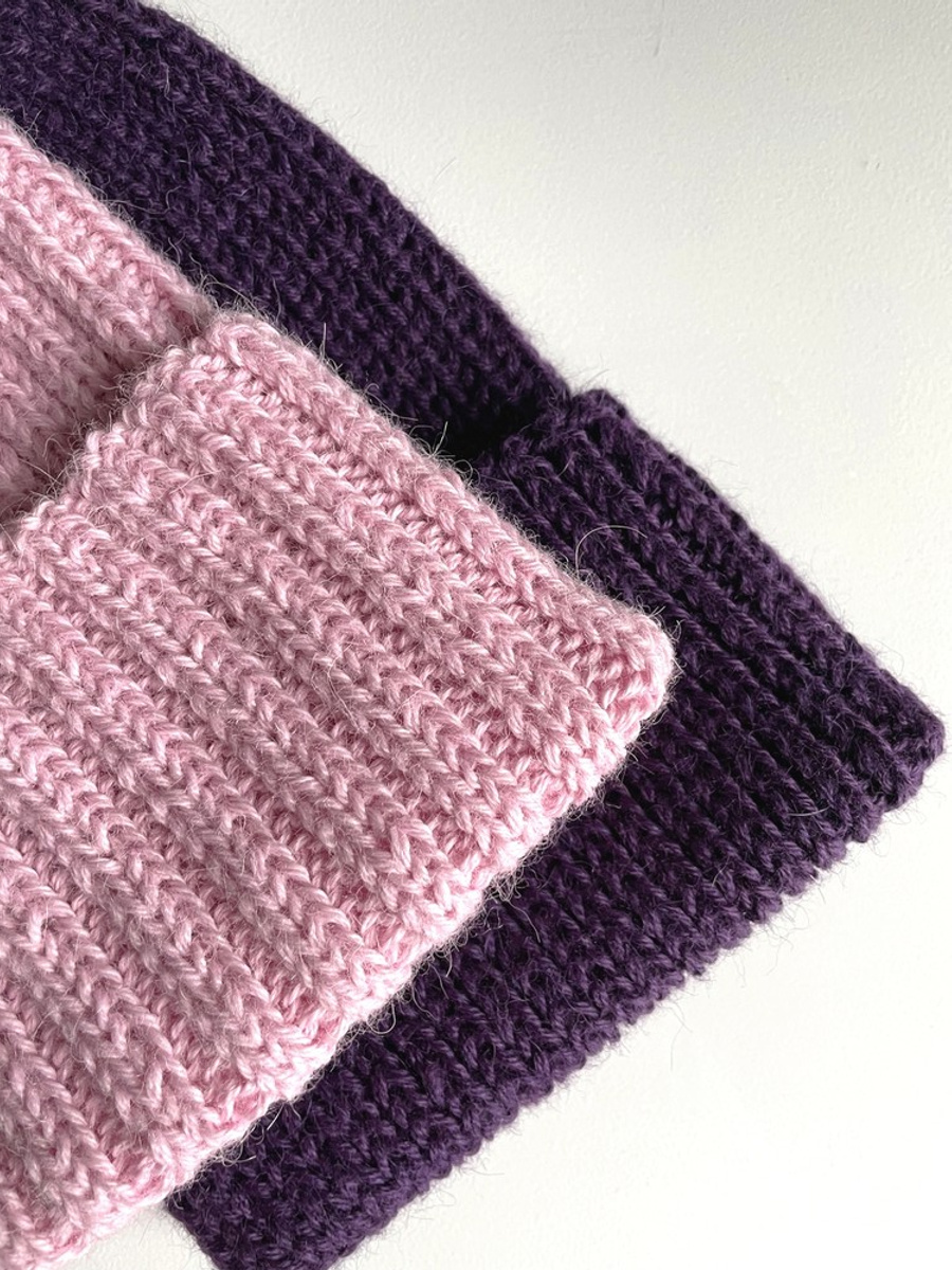 Czapka wywijana zrobiona ręcznie LAURIN 100% Alpaka 3140 Jasny Róż