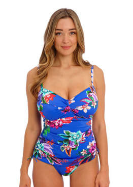 KOMPLET - Strój kąpielowy z koszulką Fantasie Swim HALKIDIKI FS501954ULE Uw Twist Front Tankini Ultramarine (34E) + majtki L