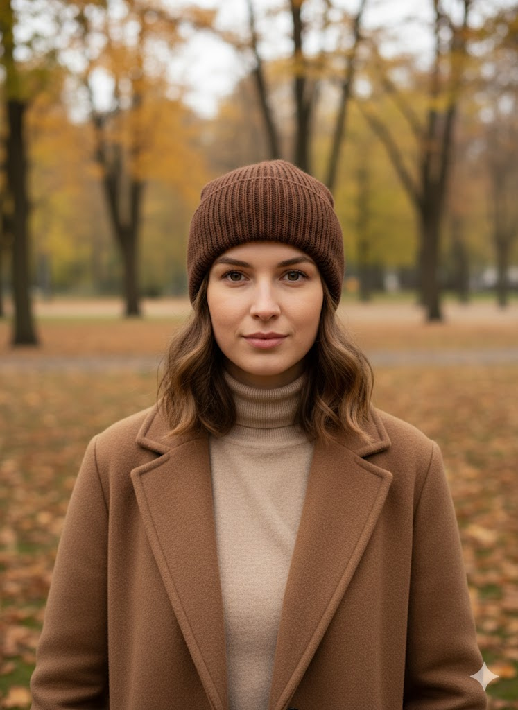 HELEN – czapka z alpaki 100% wywijana 9041 miedziany brąz