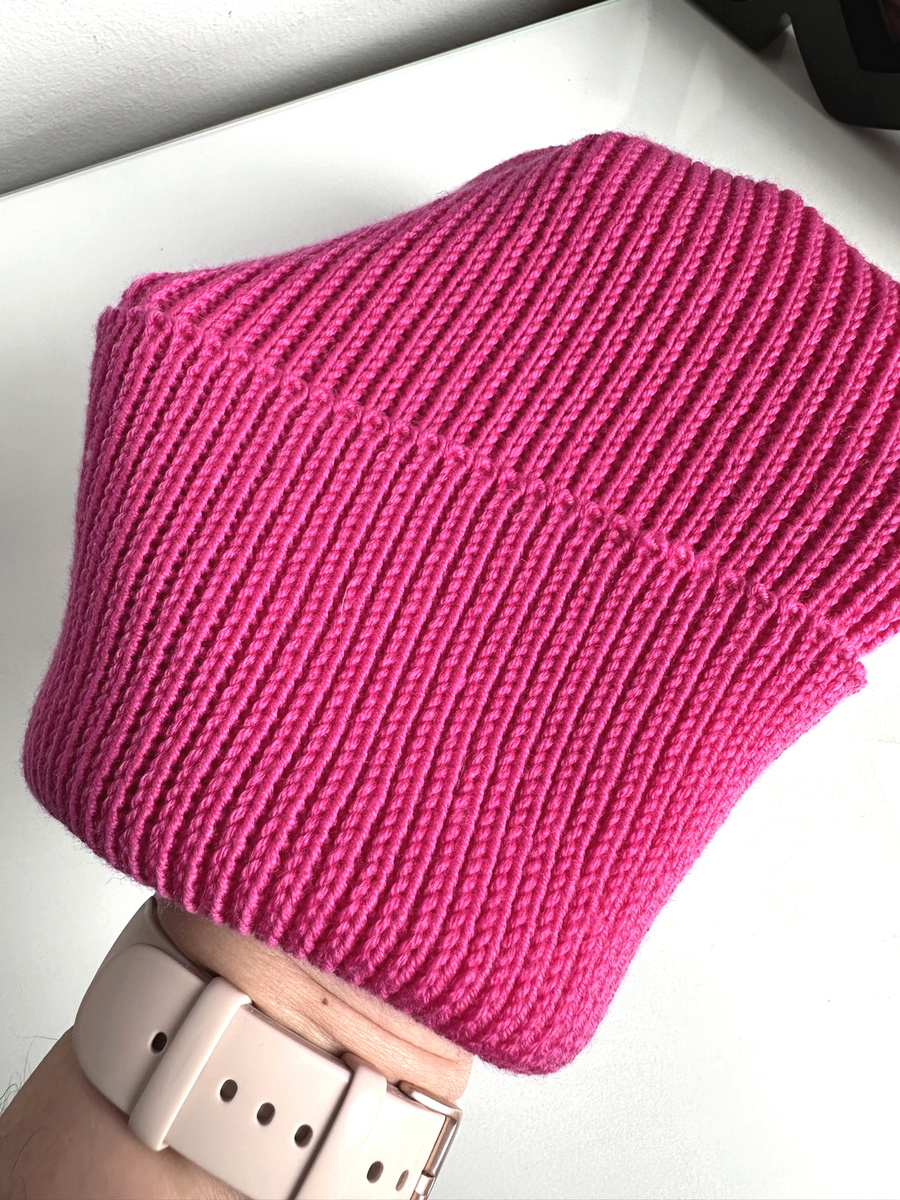 Czapka wywijana Ściągacz 100% Baby Merino Ciemny Fiolet