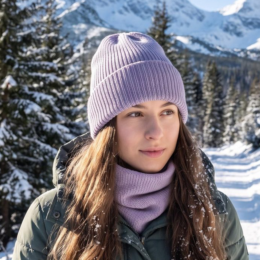 VARELLA Baby Merino Wool Beanie 60 Lawendowy Szron Winter