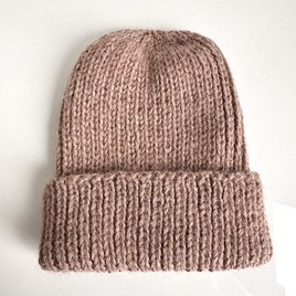 KIARA Turn-Up Beanie 100% Alpaca 618 Nugat Beżowa