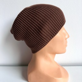 VARELLA – czapka z wełny merino beanie 52 Czekolada jesienno‑wiosenna