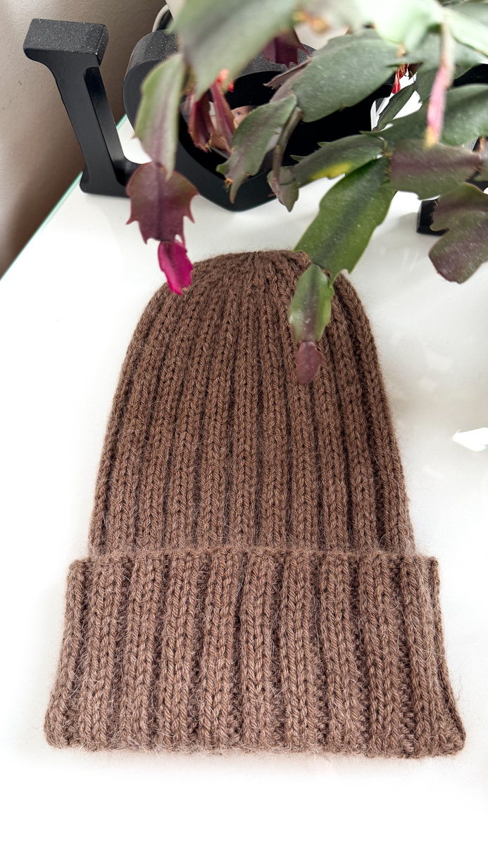 MIRA – ciepła czapka beanie handmade merino + moher i jedwab 50/56 jasny beż