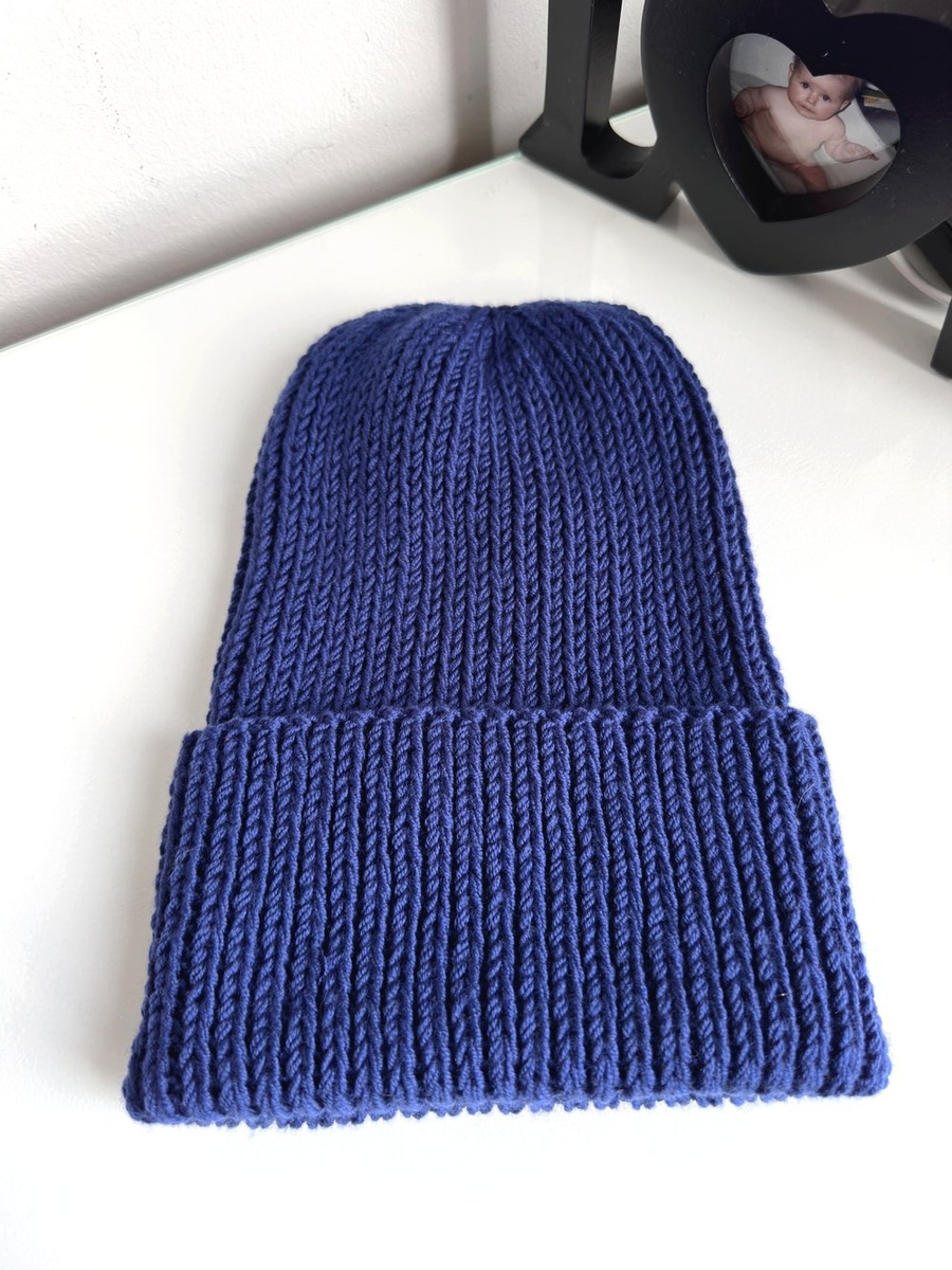 NANA – czapka wywijana z wełny baby merino 30 Niebieski