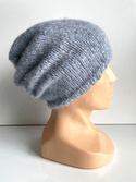 Ciepła czapka ręcznie robiona CHMURKA Alpaka 10 Mgła