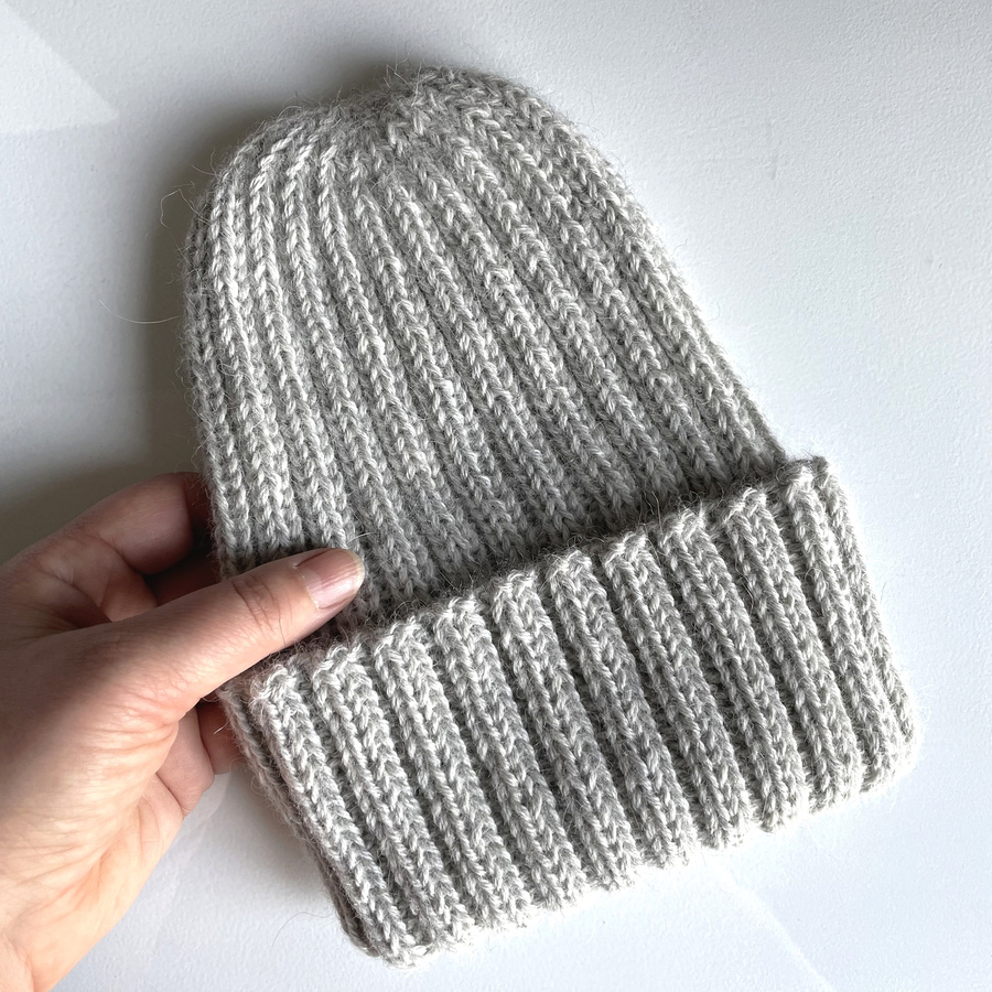 LAURIN Turn-Up Beanie 100% Alpaca 9020 perłowo szary jasny
