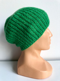 Handmade women's hat AUREA 100% Baby Merino plus mohair and silk 31/48 Bright green