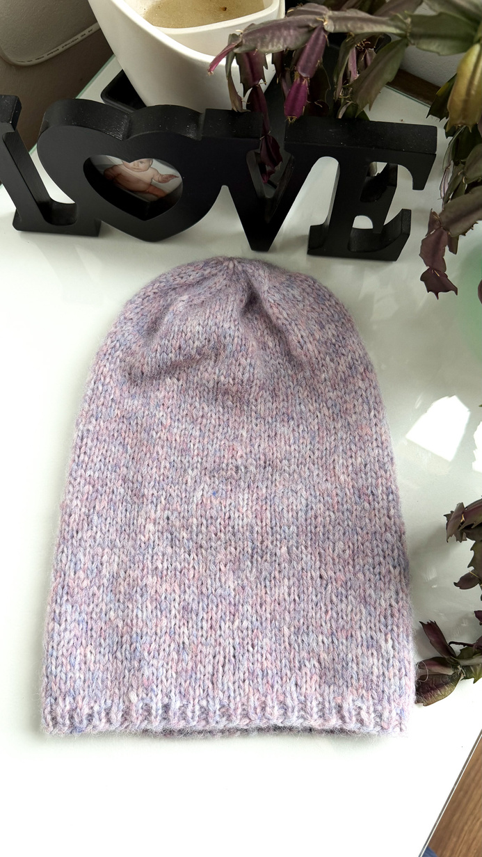 CHMURKA – czapka beanie z alpaki damska 15 Fioletowa Mgiełka