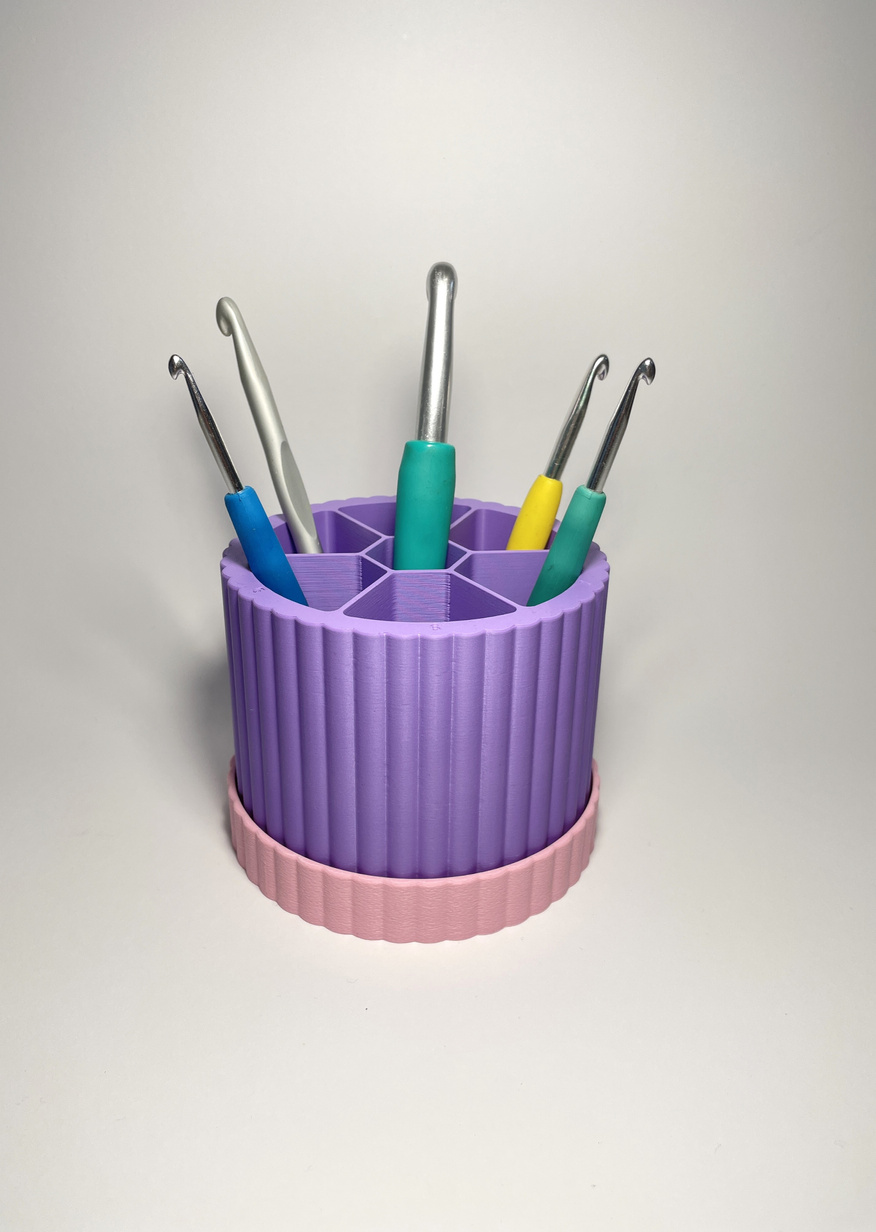 Spin & Sort Dreh-Organizer für Häkelnadeln, Stifte, Pinsel – Lavendelrosa