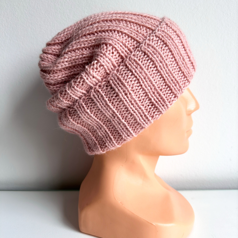 LAURIN Mütze mit Umschlag 100% Alpaka 9033 Lody Truskawkowe Rosa