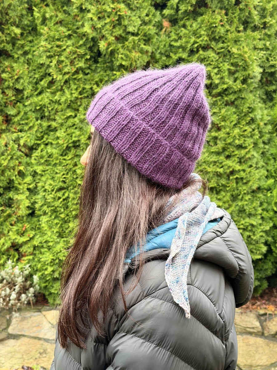 MARGARET Handmade Turn-Up Beanie Alpaca Mohair and Silk 4400/16 Dark Purple