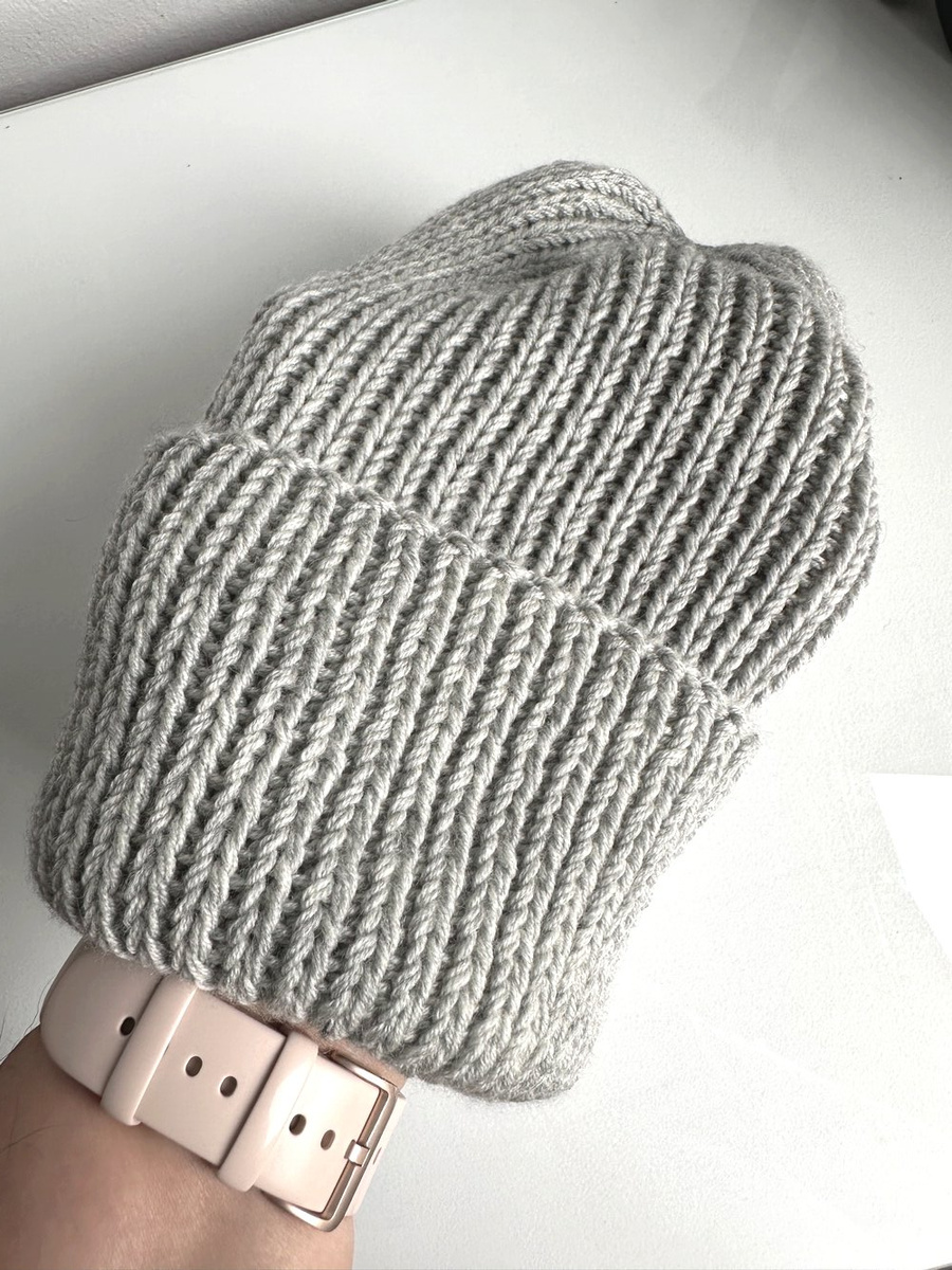 NANA – czapka wywijana z wełny baby merino 22 Jasny Szary