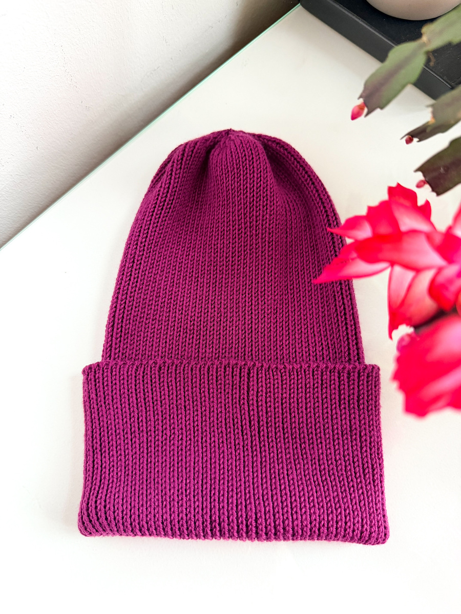 VARELLA – czapka merino beanie wywijana 100% Baby Merino 34 Wrzos zimowa