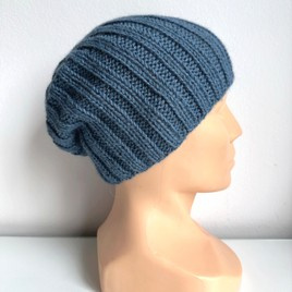 LAURIN – czapka z alpaki 100% zimowa beanie 6309 średni niebieski petrol