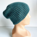 Handgemachte Damenmütze AUREA 100% Baby Merino plus Mohair und Seide 47/37 Nordsee