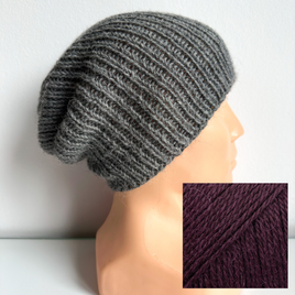 KIARA Beanie 100% Alpaca 9044 ciemne winogrona