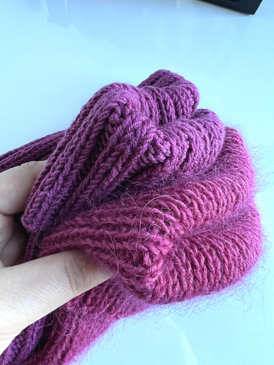 HELLI – czapka merino wywijana zimowa 100% baby merino 34 Wrzos