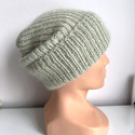 MARI – czapka beanie z alpaki + moher i jedwab, 9030/47 Lody Pistacjowe