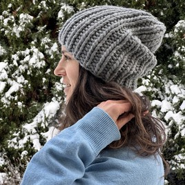 ASHER – gruba czapka zimowa damska beanie z wełny Nitkowe Love 04 Średni Szary