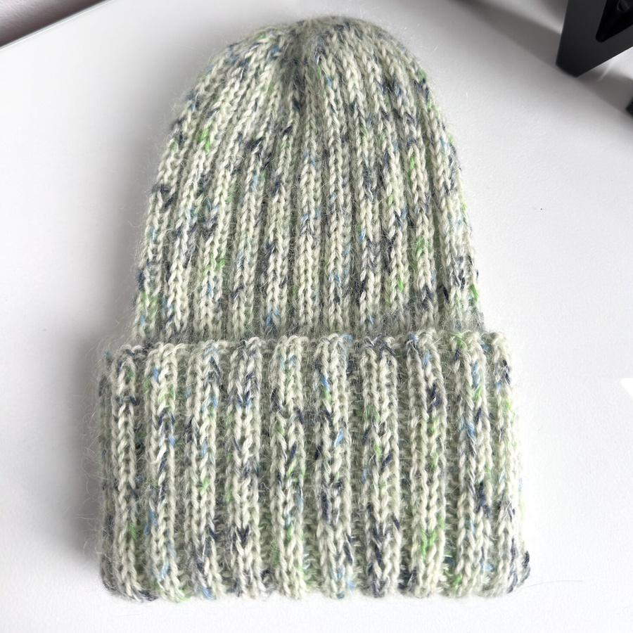 DAISY – czapka beanie handmade baby merino + moher i jedwab 467 Kaktus