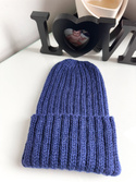 LAURIN Mütze mit Umschlag 100% Alpaka 5575 Navy