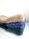 NELLI Handmade Turn-Up Merino Wool Beanie 38 Niebieska Mgiełka