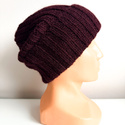 LAURIN Turn-Up Beanie 100% Alpaca 9044 ciemne winogrona