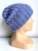 HELLI – czapka beanie wywijana 100% baby merino 25 Lawenda zimowa unisex