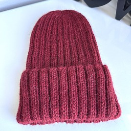 LAURIN Mütze mit Umschlag 100% Alpaka 3650 Bordeaux
