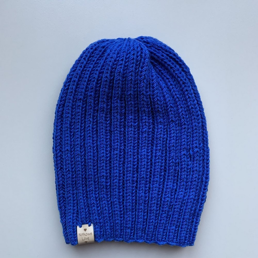 Czapka zimowa męska/damska HELLI 100% Baby Merino 33 jaskrawoniebieski