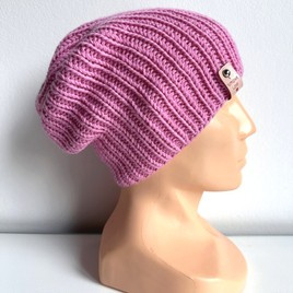 NANA – czapka beanie z wełny merino 100% Baby Merino 07 Różowy