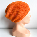 Ciepła czapka ręcznie robiona CHMURKA Alpaka 38 elektryzujący pomarańcz