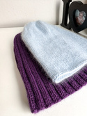 SOPHIA – ręcznie robiona ciepła czapka damska beanie merino + moher i jedwab 11/07 Błękitny Stalowy