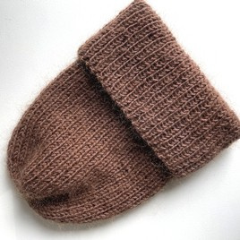 AUREA – czapka beanie handmade baby merino + moher i jedwab 52/35 Czekolada