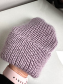 AUREA – ręcznie robiona czapka beanie baby merino + moher i jedwab damska/dziecięca 60/55 Lawendowy Szron