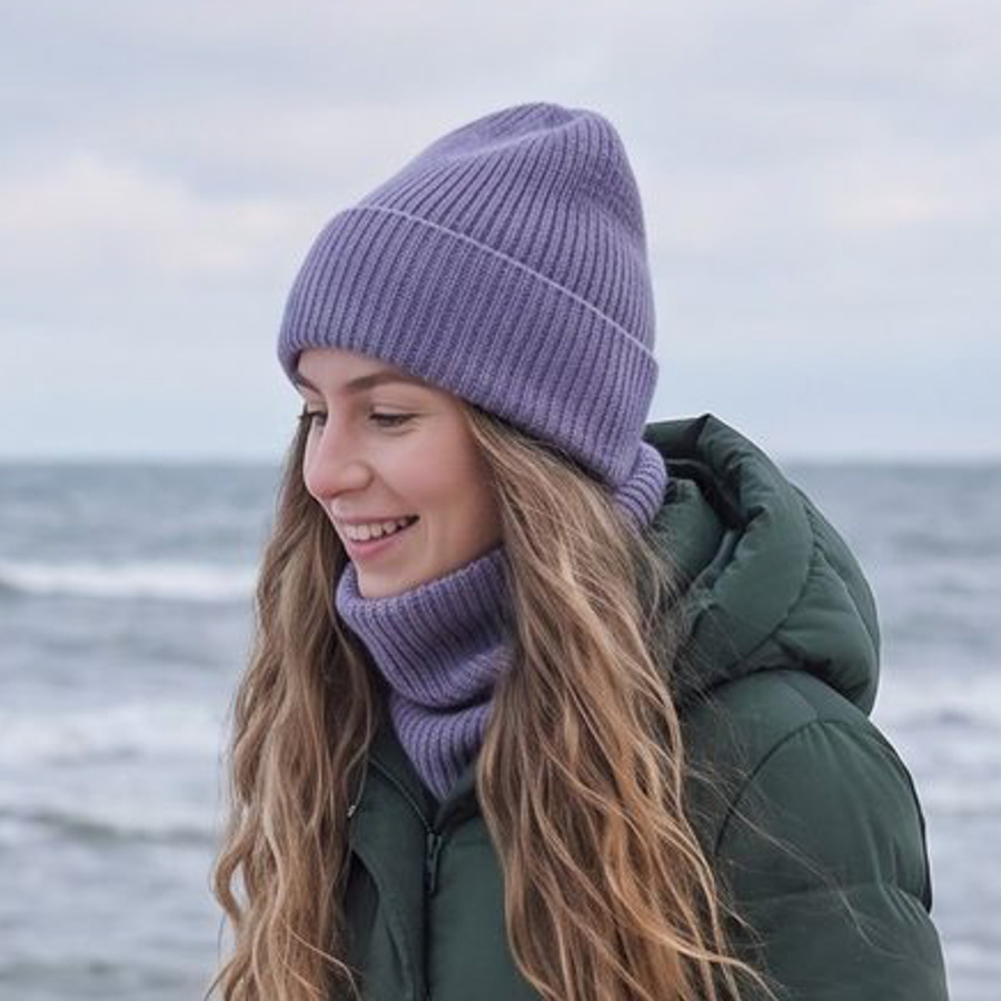 MAREN Kaschmirmütze mit Umschlag 100% Kaschmir 710 Fuji Nitkowe Love
