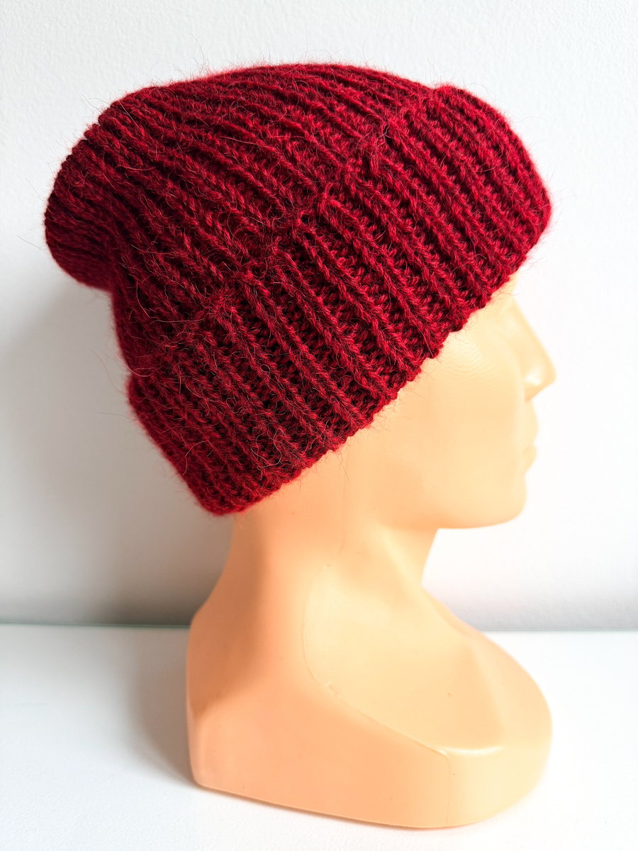 KIARA Turn-Up Beanie 100% Alpaca 3650 Burgundy