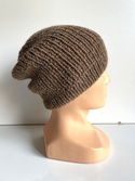 Czapka robiona na drutach KIARA 100% Alpaka 607 Brąz