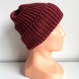 NANA – czapka wywijana z wełny baby merino 51 bordowy