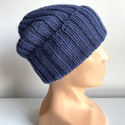 Czapka wywijana zrobiona ręcznie LAURIN 100% Alpaka 6790 Jasno Granatowy - kolor wycofany