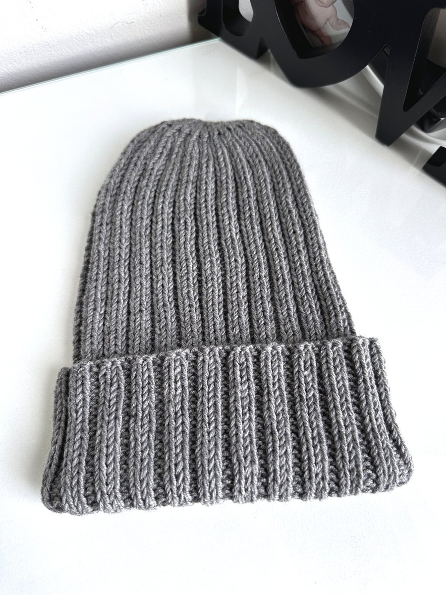 HELLI – czapka merino wywijana 100% baby merino 19 szary unisex zimowa