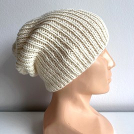 NANA Beanie-Mütze aus Merinowolle 100% Baby-Merinowolle 02 Ecru