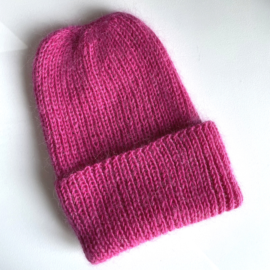 AUREA – ręcznie robiona czapka beanie baby merino + moher i jedwab damska/dziecięca 08/13 fuksja