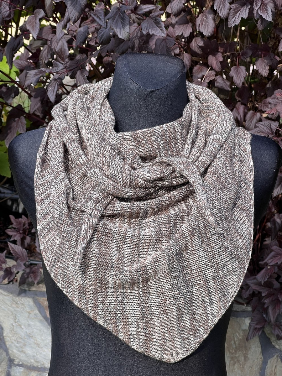 Chusta melanż z bawełną w odcieniach brązu