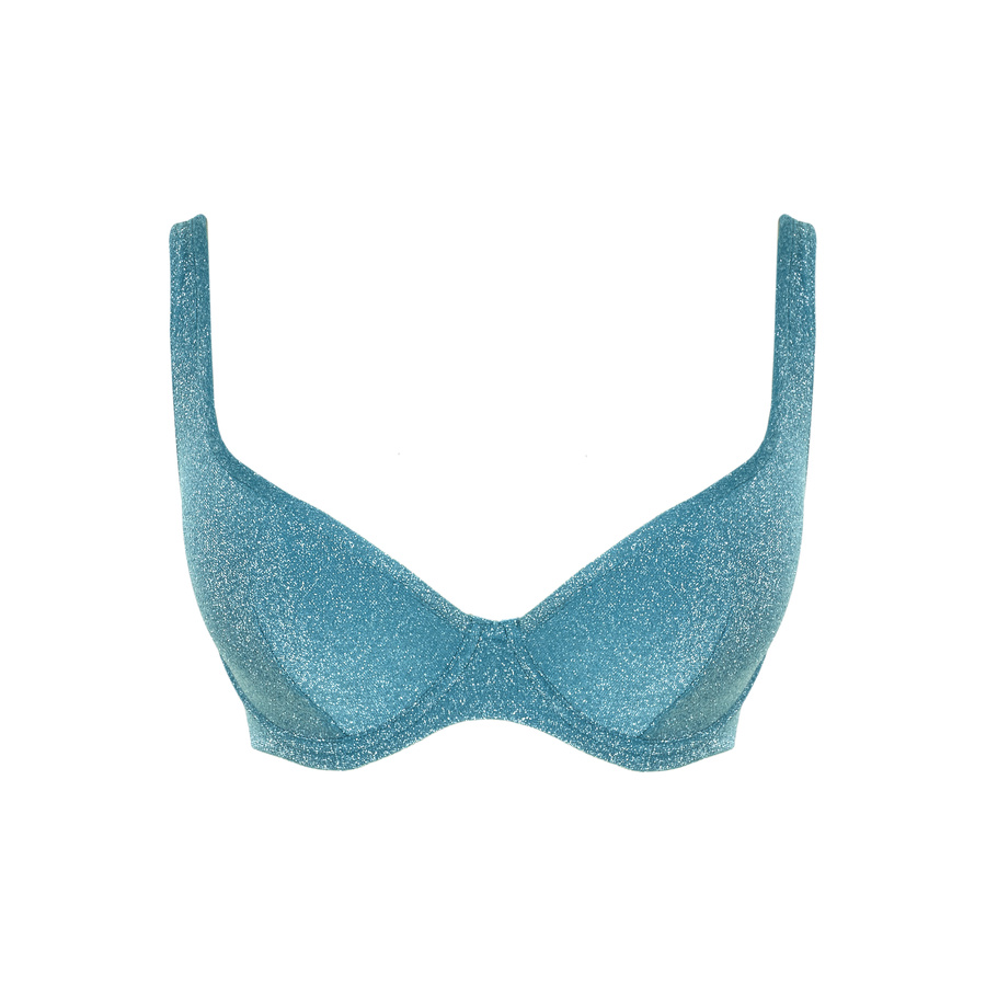 Stanik bikini z fiszbiną Panache Swim SPARKLE SW1754B BILLIE Plunge Bikini Top Sparkle Teal