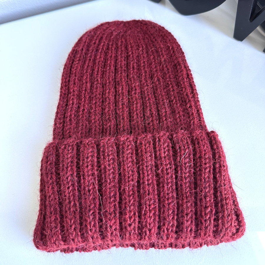 LAURIN Mütze mit Umschlag 100% Alpaka 3650 Bordeaux
