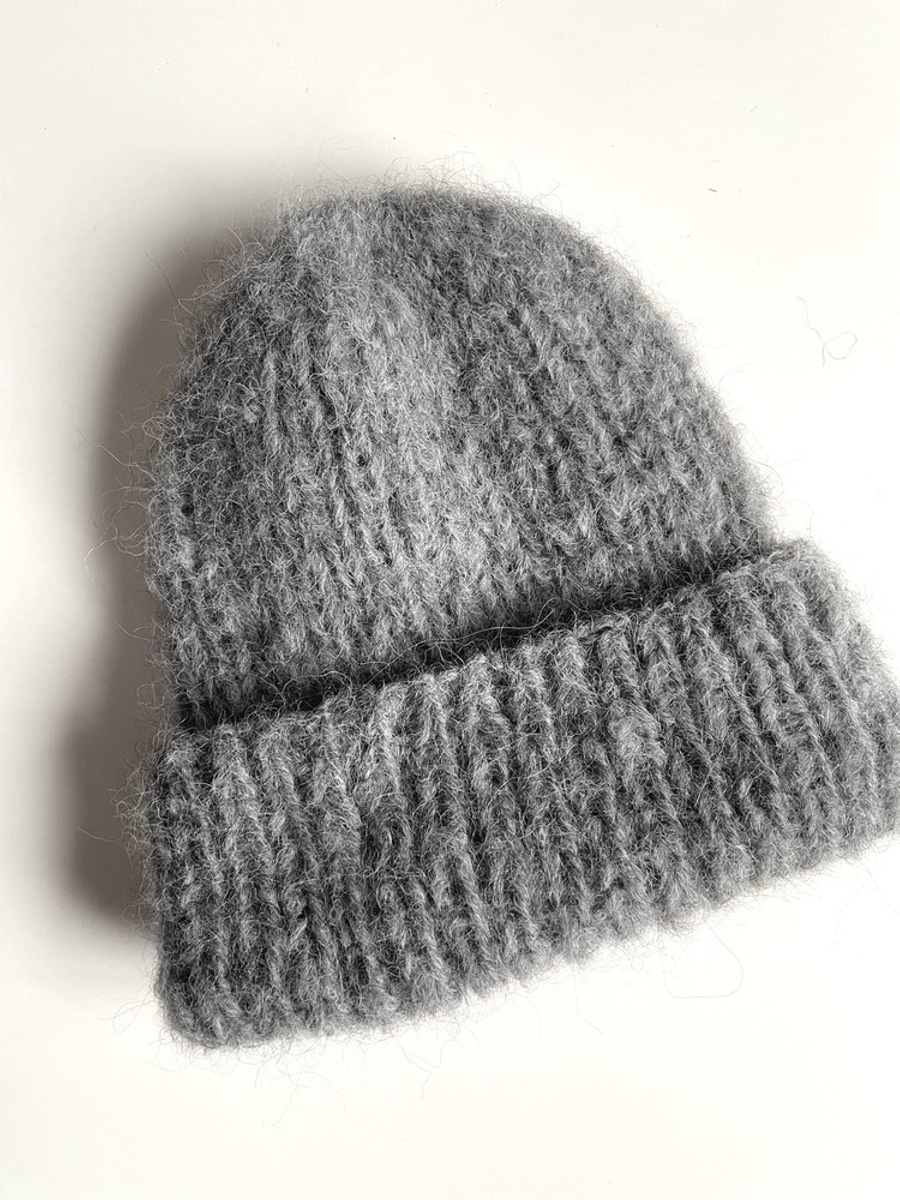 WATA CUKROWA – czapka z alpaki damska z merynosem 04 szary